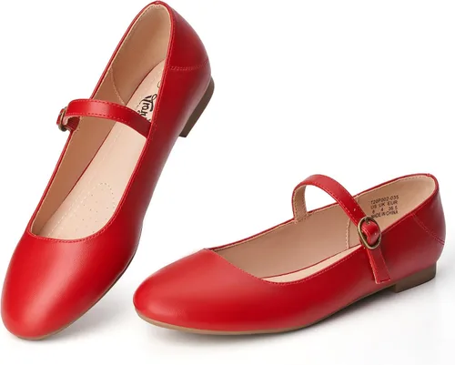 Vista 10 de Trary Mary Jane - Zapatos planos de ballet, zapatos planos negros para mujer, con correa de tobillo, cómodos y elegantes