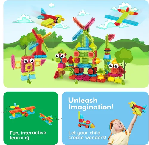 Vista 5 de Picasso Toys Bloques de Erizo 4 Figuras de Personajes de Acción Familiar Juguete para Niños Pequeños Construcción Bloques de Baldosas Paquete