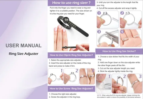 Vista 7 de 100 piezas de ajuste de tamaño de anillo para anillos sueltos con herramienta de medición de tamaño de anillo, protectores de anillo invisibles