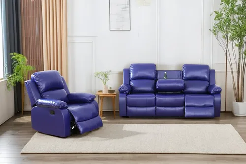 Vista 8 de A Ainehome Juego de Muebles de Sala de Estar de Cuero Reclinable Juego de Sofá Sillón Loveseat Juego de Muebles Sofá para Sala de Estar/Espacio