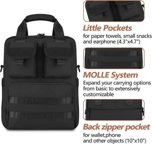 Vista 5 de ArcEnCiel - Bolso bandolera táctico para portátil de 12.9-14.2 pulgadas para hombre, mochila MOLLE, maletín, equipo, bolsos utilitarios, cartera