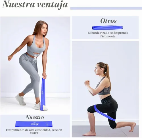 Vista 3 de VEICK 5-Level Resistance Loop Bands Set for Strength Training & Pilates Surtido