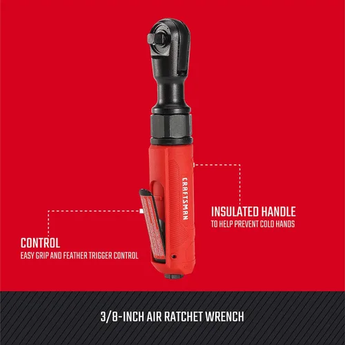 Vista 2 de CRAFTSMAN Llave de trinquete neumática de 3/8 pulgadas, par máximo 50 ft-lbs, mango aislado, interruptor de fácil acceso, 4.4 SCFM a 90 PSI