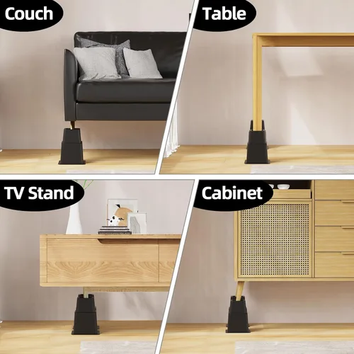 Vista 6 de Elevadores de cama de 3, 5 u 8 pulgadas, resistentes, elevadores de muebles ajustables para cama, sofá, mesa, silla, soporta hasta 1500 libras