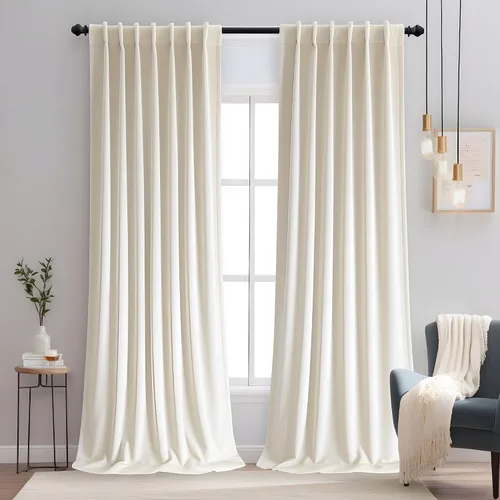 Vista 37 de Cortinas opacas de terciopelo negro para sala de estar, 52 pulgadas de ancho x 63 pulgadas de largo, cortinas opacas de lujo para dormitorio