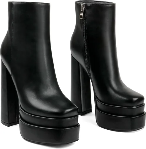 Vista 6 de MERUMOTE Women's Chunky High Heels Platforms Ankle Boots Block Heels Party Winter Ankle Boots