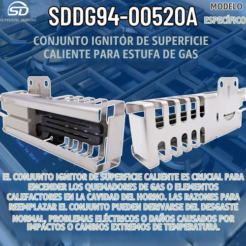 Vista 2 de Supplying Demand DG94-00520A 2692271 Conjunto de Encendedor de Superficie Caliente para Estufa de Gas de Reemplazo - El Conector es Específico
