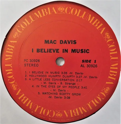 Vista 6 de Mac Davis I Believe In Music (Includes Lyrics Sheet) VINYL LP STEREO
