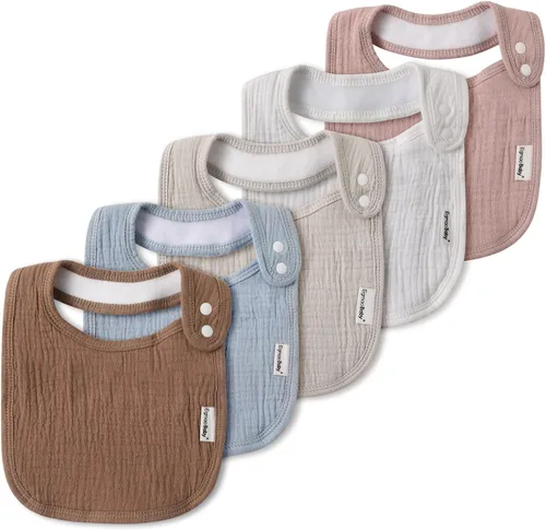 Vista 15 de Baberos de muselina para bebés niños y niñas, babero de muselina orgánica para bebé para babeo y dentición, baberos suaves de bandana para babeo