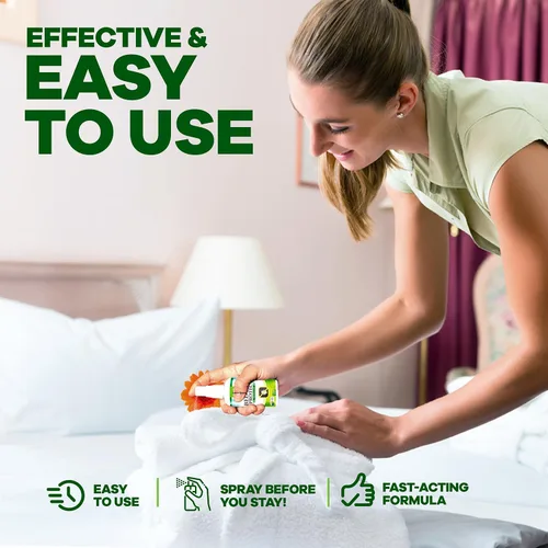 Vista 2 de Eco Defense - Spray contra chinches de tamaño de viaje - Aprobado por TSA 85 ml – Artículos esenciales de viaje para hotel, crucero, vacaciones