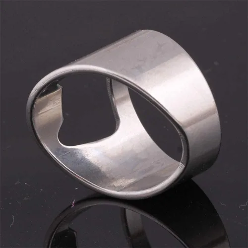 Vista 5 de INRENG - Anillo de acero inoxidable con abridor de botellas, para hombres y mujeres
