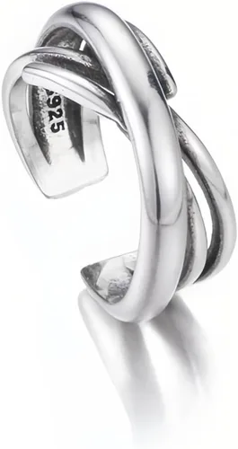 Vista 115 de Anillo de plata de ley 925, minimalista, ajustable, hecho a mano, para mujeres y niñas