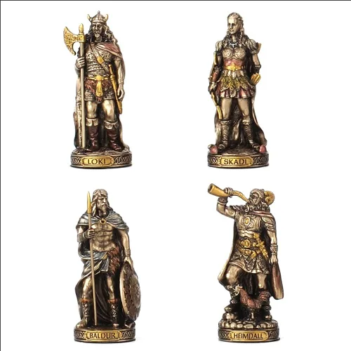 Vista 2 de Veronese Design Figuras de resina de dioses nórdicos Estatuas de bronce pintadas a mano