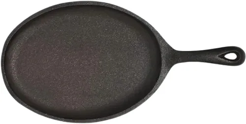 Vista 4 de TrueCraftware - Sartén de hierro fundido de 7 x 9-1/4 x 1-1/2 pulgadas con asa- Sartén apilable para parrilla, plato chisporroteador, sartén