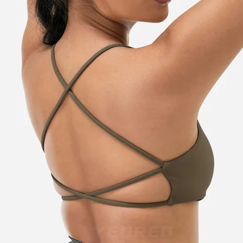 Vista 3 de YEOREO Pearl - Brasier deportivo para mujer, con tirantes cruzados, espalda cruzada, espalda descubierta, extraíble, acolchado, para yoga