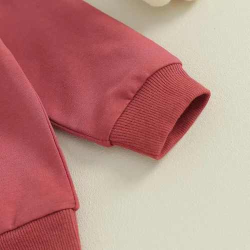Vista 5 de Conjunto de ropa de otoño para bebé niña pequeña, sudadera sin botones y pantalones florales para invierno