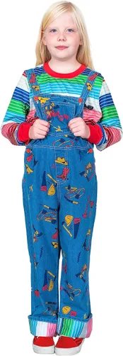 Vista 9 de Chuckie Good Guy Doll - Conjunto de disfraz para niños, camisa de manga larga y overol para Halloween