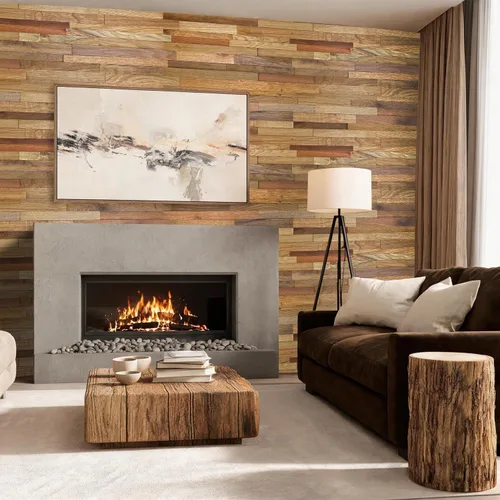 Vista 3 de Luxdecor Paneles de pared 3D, tablones de madera recuperada real, paquete Madera de roble 3D