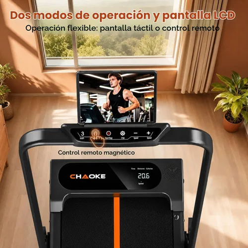 Vista 7 de Caminadoras para el hogar con 7.5 MPH, altavoz integrado, cintas de correr plegables de 3.0 HP con inclinación del 10%, máquina de correr compacta