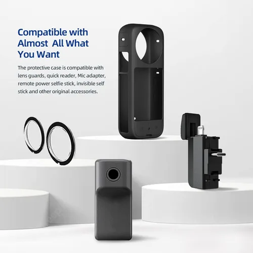 Vista 4 de Funda protectora para cámara de acción panorámica Insta360 X3, cubierta completa de silicona, color negro