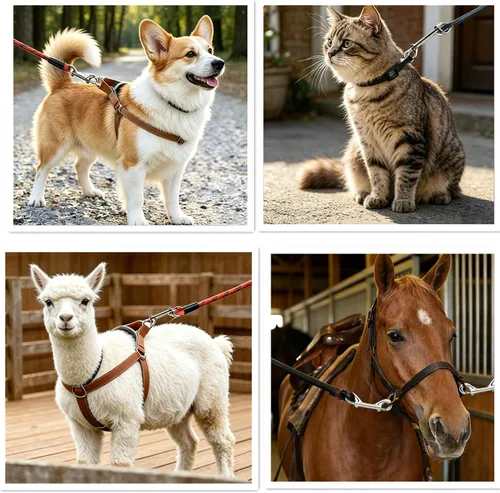 Vista 4 de Dog Lesh - Ganchos de doble extremo para caminar y correr, clips de perro de acero inoxidable para todas las correas de mascotas, cubos