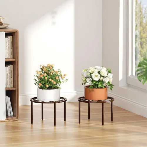 Vista 7 de bussdis 1 soporte para plantas, soporte de metal resistente para decorar plantas, soporte para macetas antioxidante, estante redondo para plantas