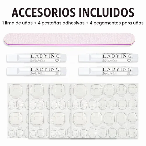 Vista 5 de 576 uñas postizas con forma de ballet de ataúd, uñas postizas acrílicas de cobertura completa, 24 colores con pegamento de uñas de 0.24 onzas Ballet