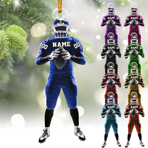 Vista 20 de Adornos de fútbol personalizados, hombreras y casco, adorno de Navidad, regalo de jugador estadounidense, regalo para niños y niñas, decoración