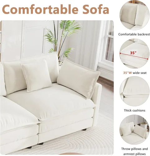 Vista 4 de mikibama - Sofá seccional modular, sofá en forma de L de 76.4 pulgadas para sala de estar, sofá cama cómodo tipo nube con otomano móvil, combinación