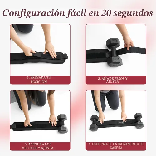 Vista 7 de Seektop Cinturón de Empuje de Cadera Ajustable con Acolchado Antideslizante, Cinturones para Glúteos - Se Adapta a Mancuernas, Pesas Rusas, Discos