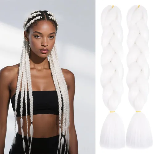 Vista 18 de 6 juegos de extensiones de cabello Kanekalon trenzado y sombreado, pelo de fibra sintética de alta temperatura de 24 pulgadas para trenzas crochet