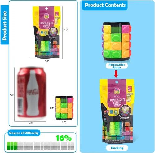 Vista 5 de R.Y.TOYS Juguete para ansiedad, rompecabezas de cubo mágico, rompecabezas de cerebro para adultos, juego de mano inquieto de lógica giratoria
