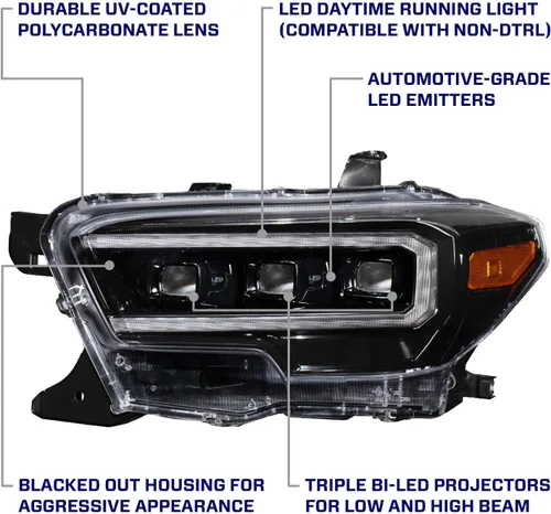 Vista 5 de Form Lighting Faros LED con DRL seleccionable compatible con Toyota Tacoma 2016-2023 (pareja)