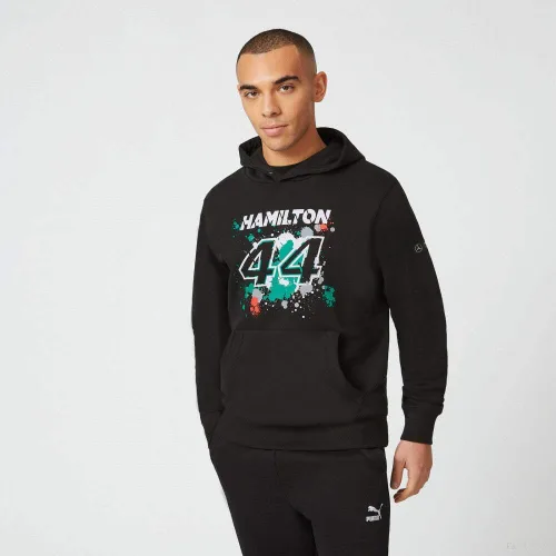 Vista 5 de Mercedes Benz AMG Petronas F1 Men's Lewis Hamilton #44 Hooded Sweatshirt - Black