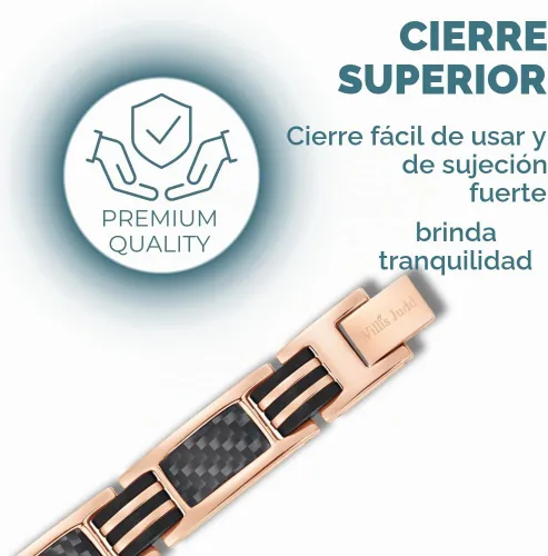 Vista 3 de Willis Judd Pulseras para hombres Titanium Mens pulsera negro fibra de carbono tamaño ajustable