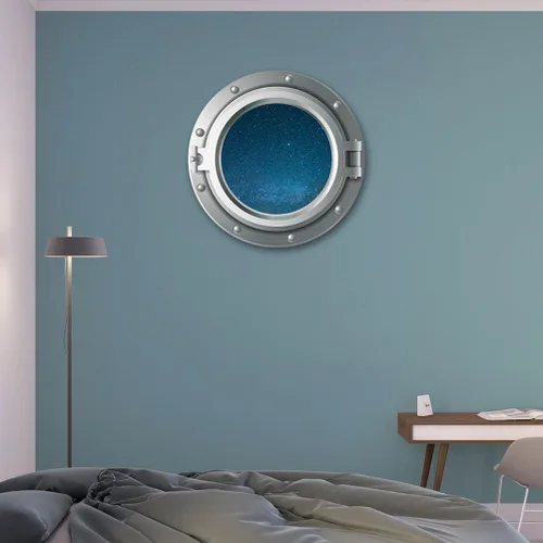 Vista 9 de Calcomanías 3D para ventana de avión de universo, calcomanía de pared para dormitorio de bebé, sala de estar, decoración de pared con temática