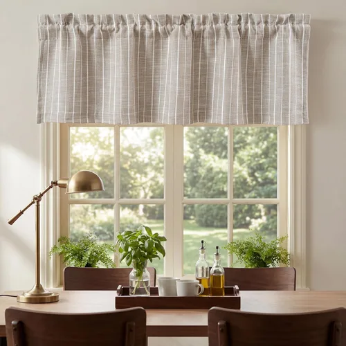 Vista 26 de DriftAway Briony - Cortina opaca con amarre para cocina, ajustable, diseño de globos, líneas texturizadas, estampadas, persianas romanas