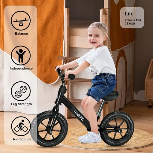 Vista 4 de Bobike Toddler Balance Bike Toys for 2 to 5 Year Old Girls Boys Adjustable Seat and Handlebar No-Pedal Training Bike Best Gifts for Kids