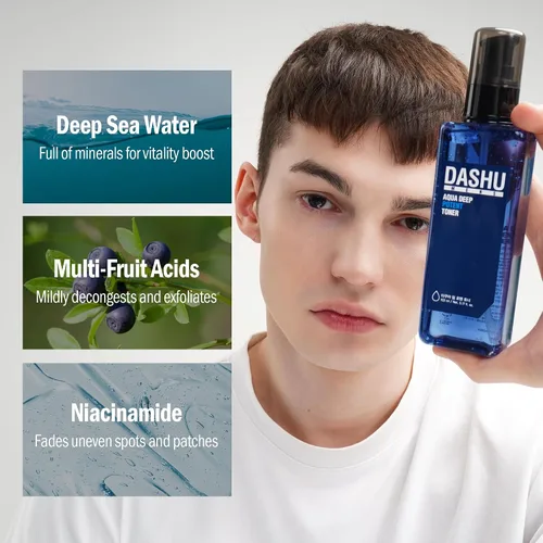 Vista 5 de DASHU Tónico Aqua Deep Potent para hombre, 5.17 fl oz, tóner facial, aprieta los poros, todo tipo de piel, reacondicionar y purificar la piel