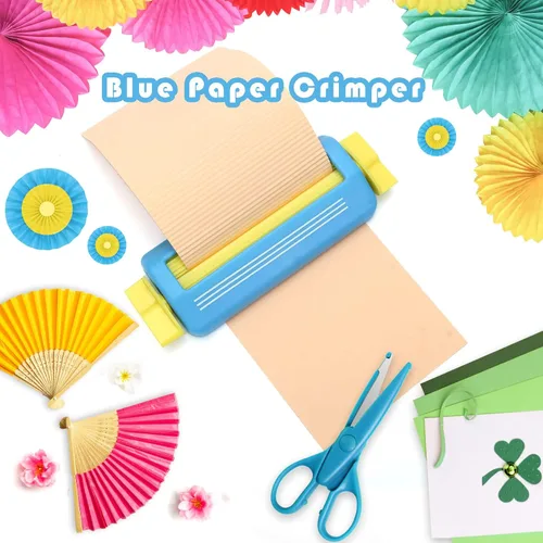 Vista 4 de Crimpadora de papel para manualidades, herramienta para hacer moldeador de ondas, manualidades de bricolaje (azul)