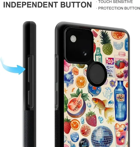 Vista 378 de Compatible con Google Pixel 4A 5G Mobile Case Creative Acrylic Panel trasero Silicona Protección Grip especialmente diseñado para Google Pixel 4A 5G
