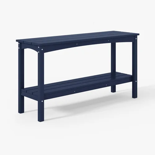 Vista 12 de WestinTrends Malibu - Mesa consola Adirondack de 55 pulgadas para patio al aire libre, 2 niveles, teca