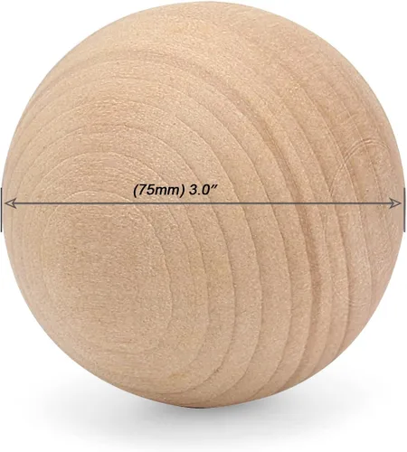 Vista 2 de MOUYAT 4 bolas redondas de madera grandes de 3 pulgadas, bolas de madera maciza sin terminar de 3.0 in, bolas de madera maciza para manualidades