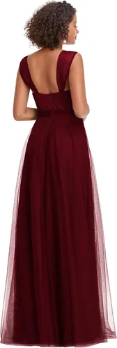 Vista 2 de Ever-Pretty Elegante cuello en V para mujer con cintura de fajín de una línea maxi de tul vestido cruzado vestidos de dama de honor 07303-USA