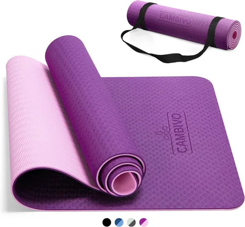 Vista 14 de CAMBIVO Tapete de yoga para mujeres, hombres y niños, 1/3, 1/4 y 2/5 pulgadas, extra grueso, antideslizante, 72 x 24 pulgadas, tapete de yoga