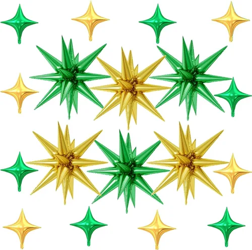 Vista 30 de 18 globos de estrella rosa, globo rosa bebé con 6 globos de estrella en explosión de 22 pulgadas, 12 globos de aluminio de cuatro estrellas