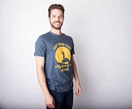 Vista 7 de Crazy Dog T-Shirts - Camiseta para hombre con frase divertida en inglés Can't Work Today My Arm is in A Cast, para el día del padre y pescar
