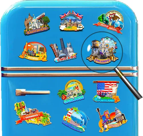 Vista 3 de Imán de madera para nevera de Orlando Florida, Estados Unidos, 3D, monumentos de viaje, coleccionables, recuerdos, decoración hecha a mano -2649
