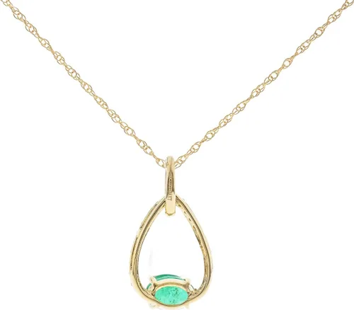 Vista 2 de Gin & Grace Colgante de oro amarillo de 10 quilates con diamante real (I1) con peridoto genuino y esmeralda natural, joyería de uso diario