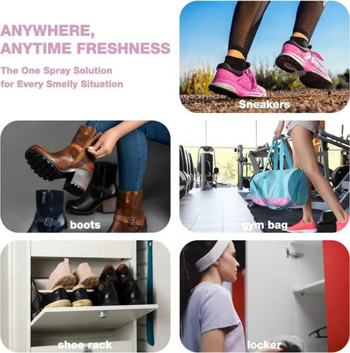 Vista 7 de Air Jungles Desodorizante en aerosol para zapatos, tamaño de viaje, aroma Flora Bliss, 2 onzas líquidas (paquete de 2) hasta 300 pulverizadores cada